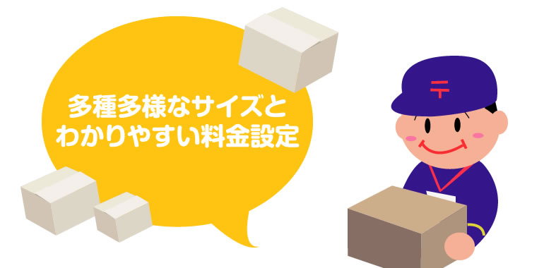 郵便局で販売されているゆうパックロゴ入り箱のサイズと価格